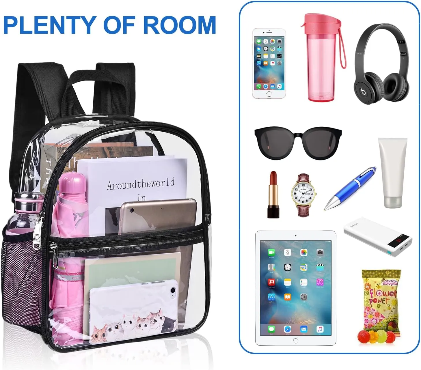 USPECLARE Clear Backpack for Stadium Approved 12612, Water proof Clear Bag for Stadium Events and Concert Work Sport Event
