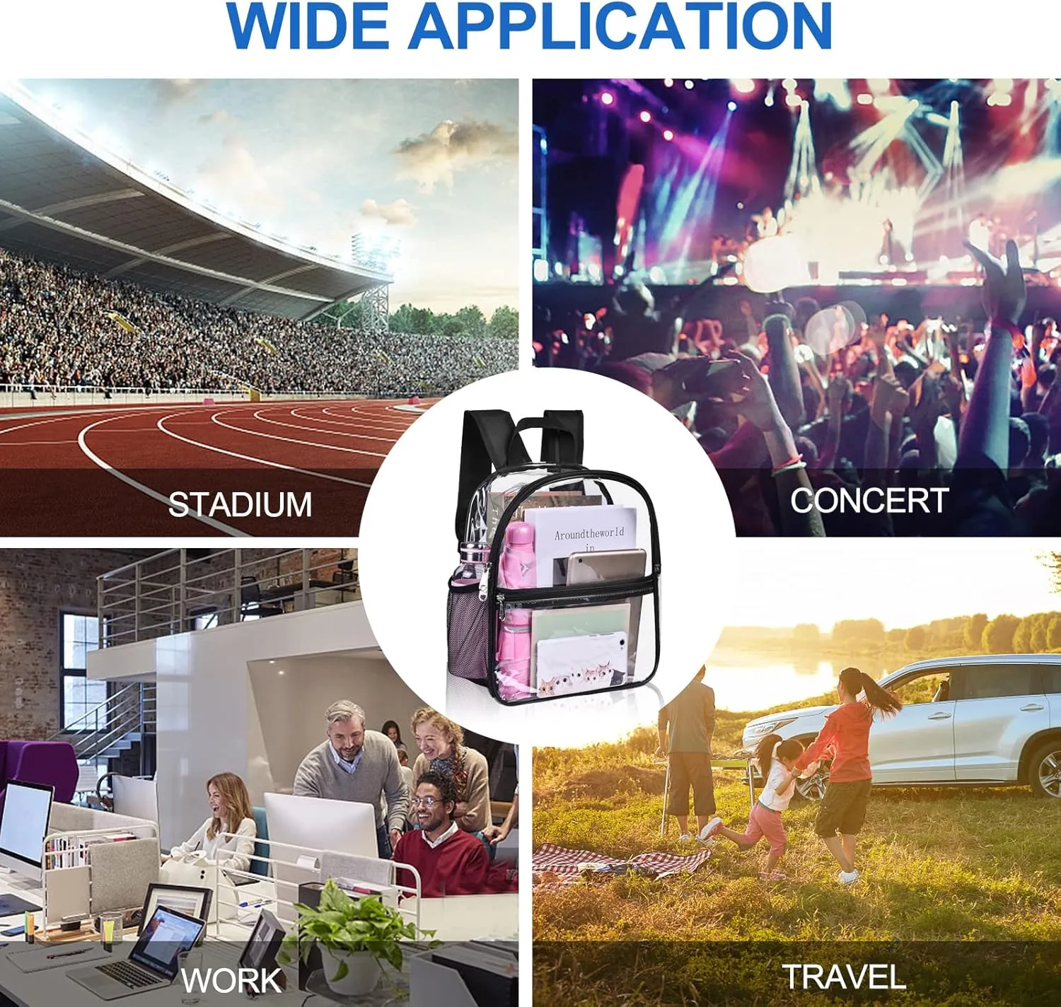 USPECLARE Clear Backpack for Stadium Approved 12612, Water proof Clear Bag for Stadium Events and Concert Work Sport Event