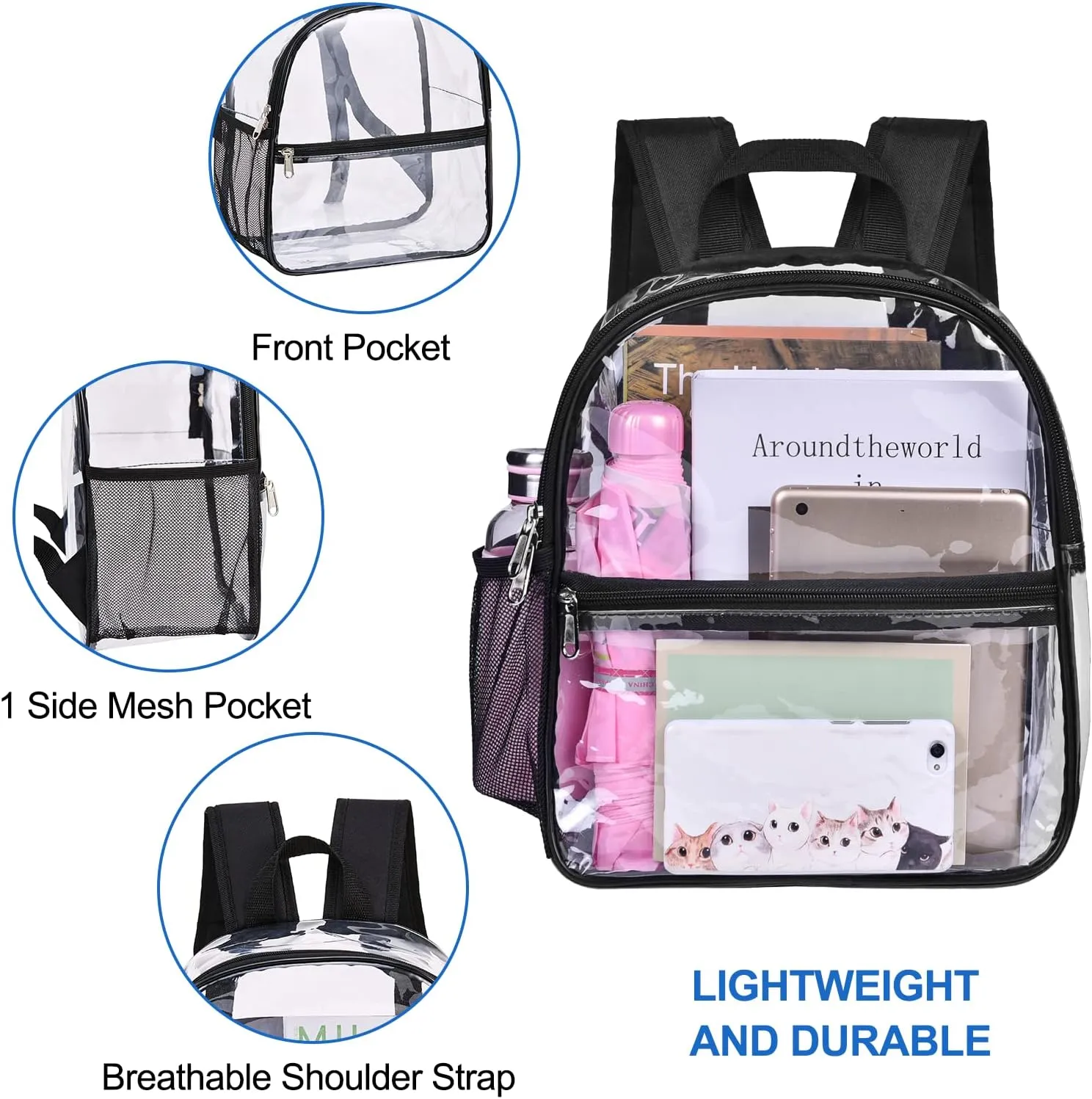 USPECLARE Clear Backpack for Stadium Approved 12612, Water proof Clear Bag for Stadium Events and Concert Work Sport Event