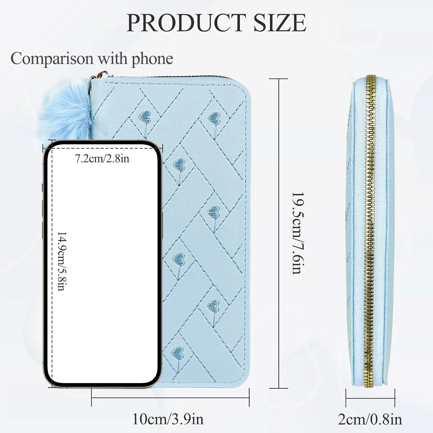Women's Wallet, Large Capacity Zip Around Wallet Credit Card Holder Long Clutch Wristlet Purse with Wrist Strap