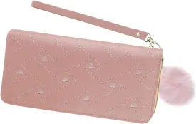 Women's Wallet, Large Capacity Zip Around Wallet Credit Card Holder Long Clutch Wristlet Purse with Wrist Strap