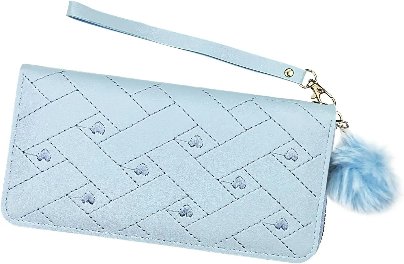 Women's Wallet, Large Capacity Zip Around Wallet Credit Card Holder Long Clutch Wristlet Purse with Wrist Strap