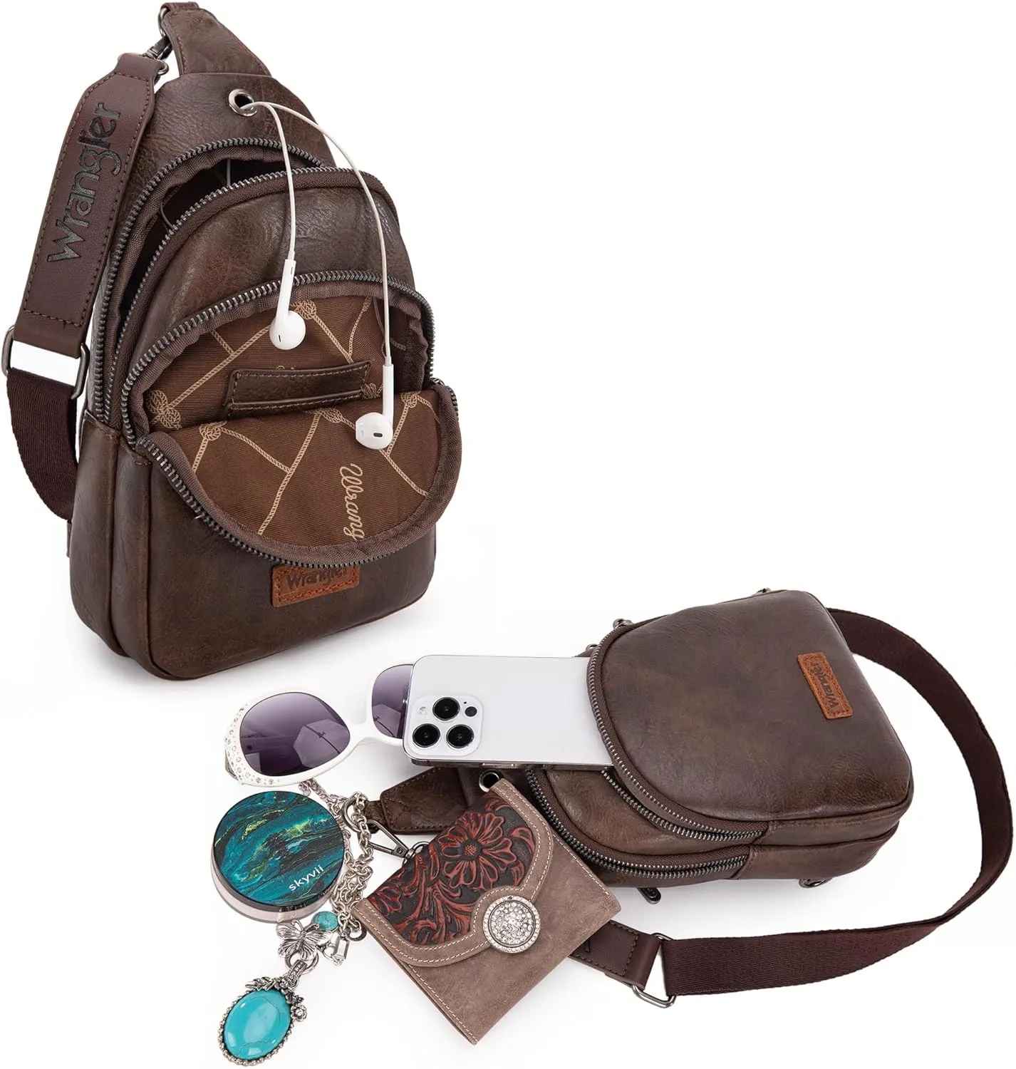 Wrangler Small Crossbody Sling Bags for Women Fanny Packs Chest Bag for Travel Gift