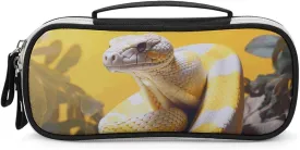 Yellow And White Python Leather Makeup Bag Portable Small Cosmetic Organizer Waterproof Toiletry Bags Brushes Pencils And Travel Make Up Accessories